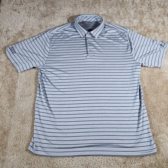 Under Armour The Playoff Polo Men’s Size Large Gray Striped Golf - Picture 1 of 7